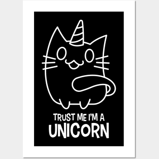 Trust Me I'm a Unicorn Cute Kitty Kitten Cat Unicorn Posters and Art